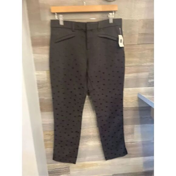 GAP NWT 6 black star embossed skinny ankle pants zip front pockets - Picture 1 of 8